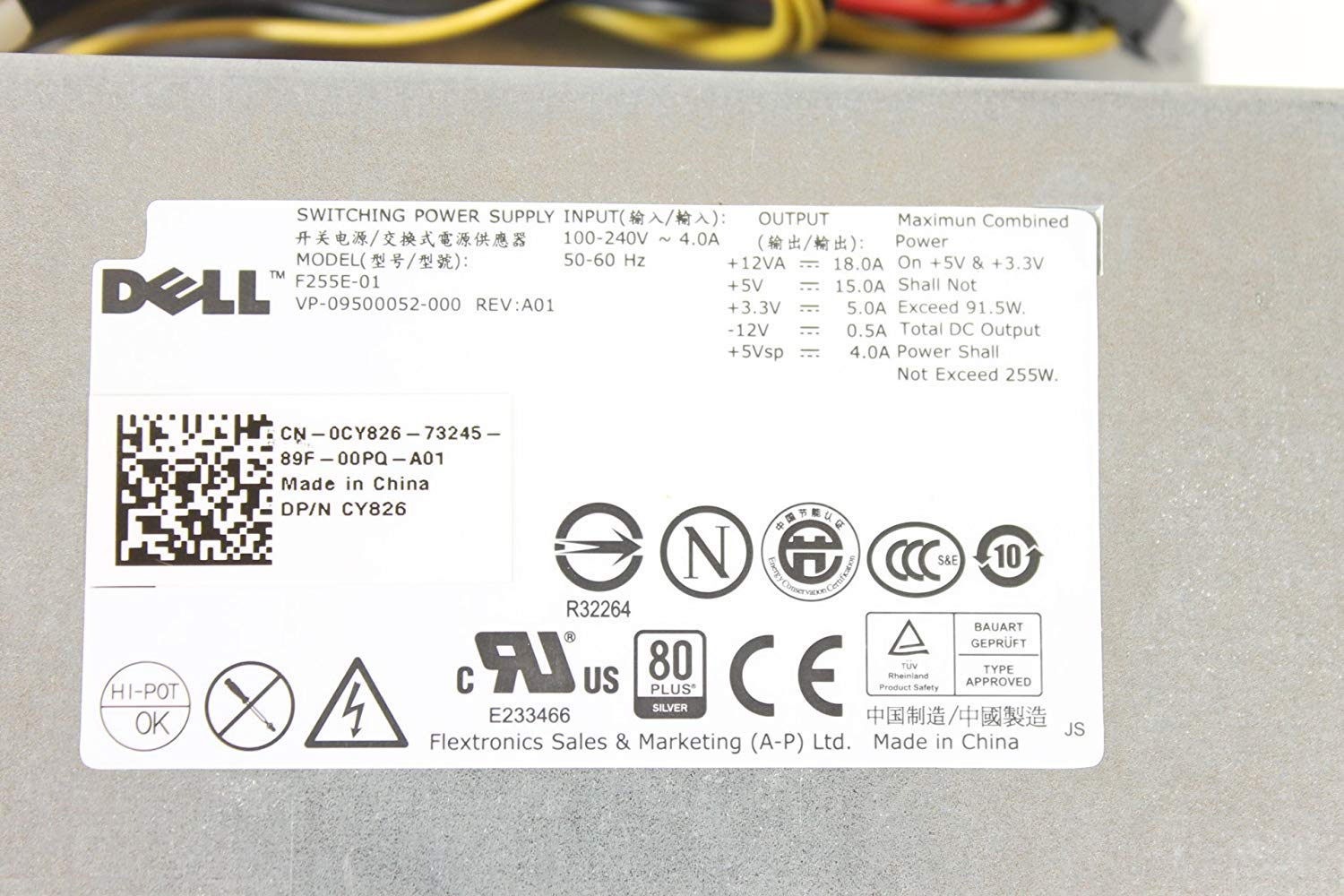 Dell Optiplex 760 780 960 Desktop Power Supply PSU F255E 01 V6V76